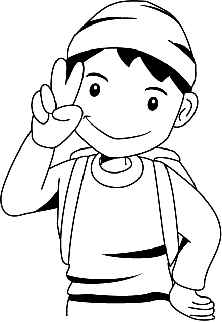 遠足No27ピースサインイラスト