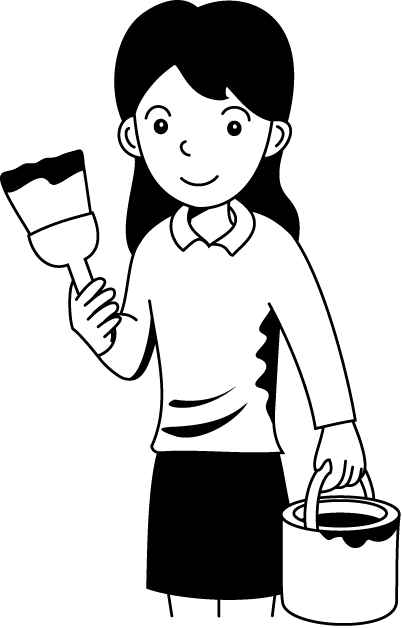 文化祭No07ペンキと刷毛イラスト