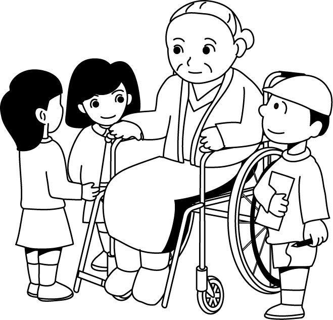 総合学習No22お年寄りとの交流イラスト